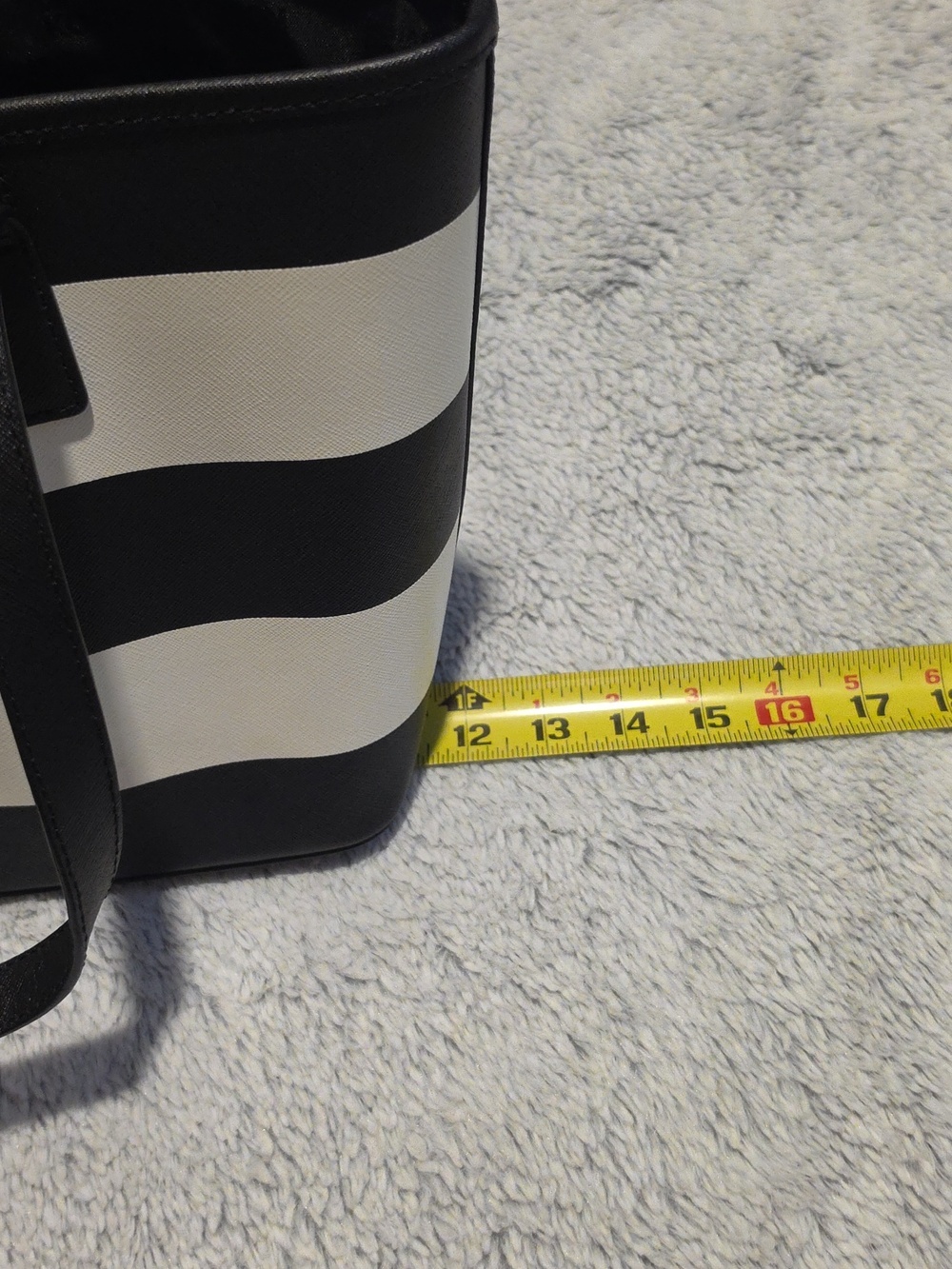 Michael Kors Black and White Striped Leather Tote - Picture 7 of 10